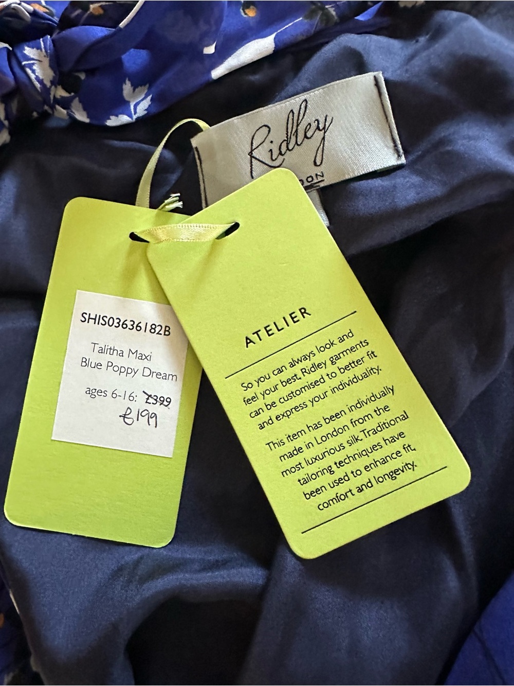 Ridley 100% Silk Blue Floral Halter Maxi Dress - Picture 7 of 7